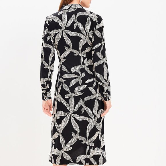 LOFT Black and White Long Sleeve Dress - Picture 2 of 2